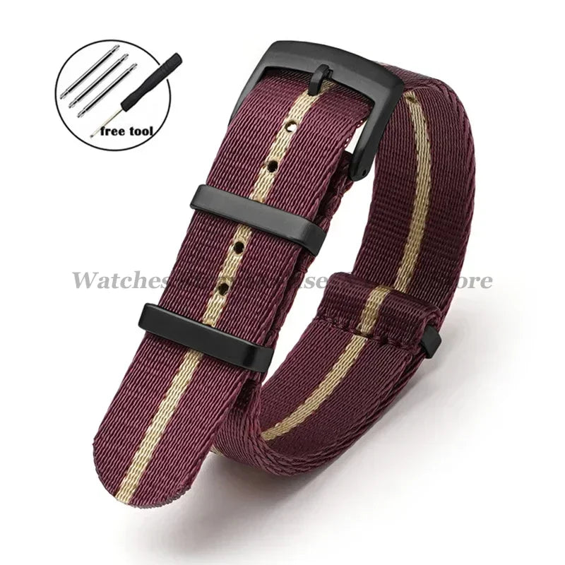 Nylon Watch Strap for Omega 007 for Seamaster 300 Canvas Watchband 18mm 20mm 22mm 24mm for Seiko Men Sport Bracelet Wrist Band