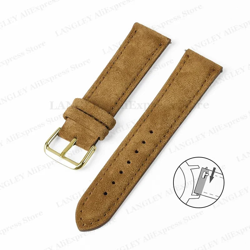 Vintage Suede Leather Watch Strap – 18/20/22mm, Quick Release