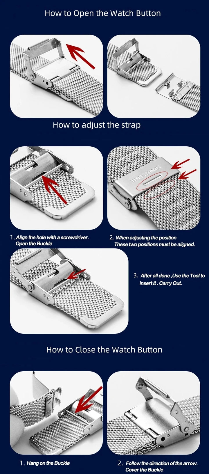 Milanese Mesh Watch Band 8–24mm