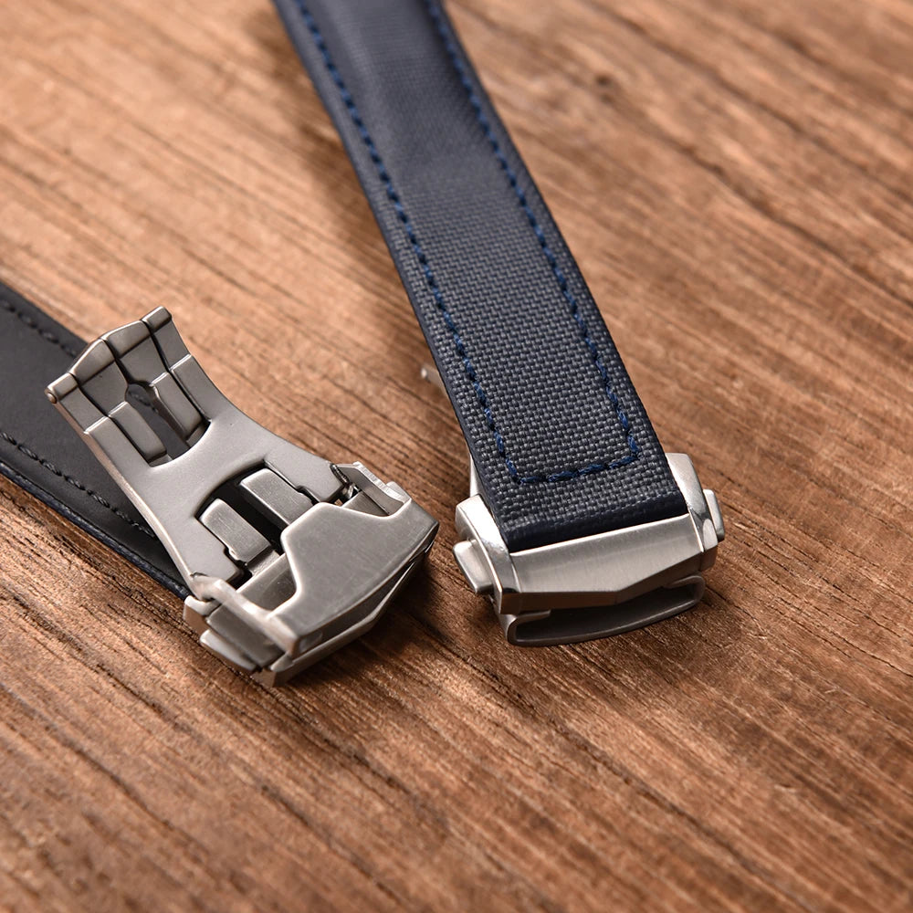 Sailcloth Nylon Watch Band 20mm 22mm Leather Sailcloth Strap For Omega Seamaster  Swatch Folding Buckle Band Universal Bracelet