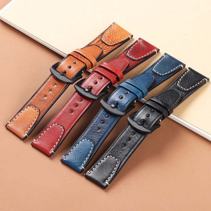 Retro Genuine Leather Watch Strap – 18-22mm for Seiko SNXS79 & Rolex Oyster