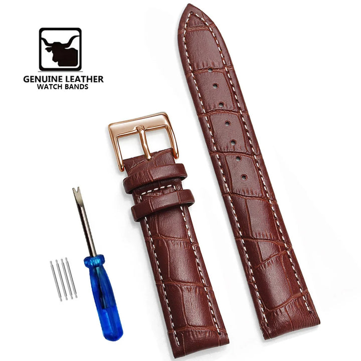 Premium Genuine Leather Watch Band 12–24mm (With Tool)