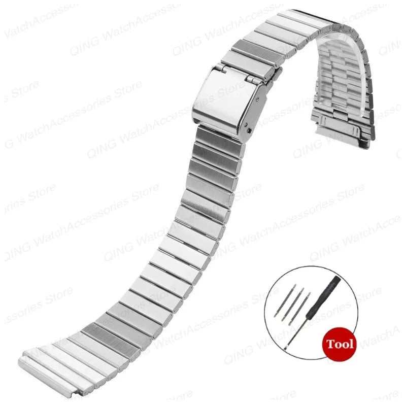 Stainless Steel Watch Strap for CASIO F-91W/A158 Series – 18/20mm Ultra-Thin