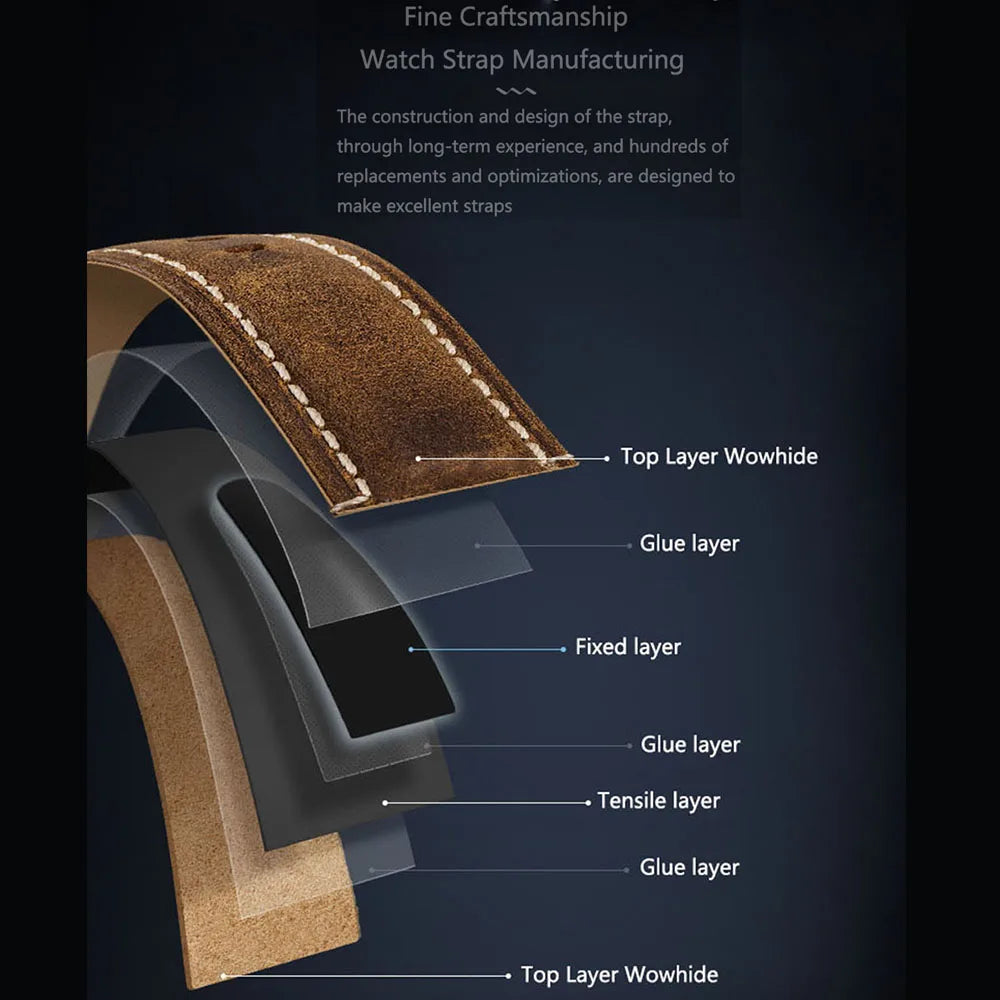 op Grain Genuine Leather Watch Band 20mm 22mm (Quick Release)