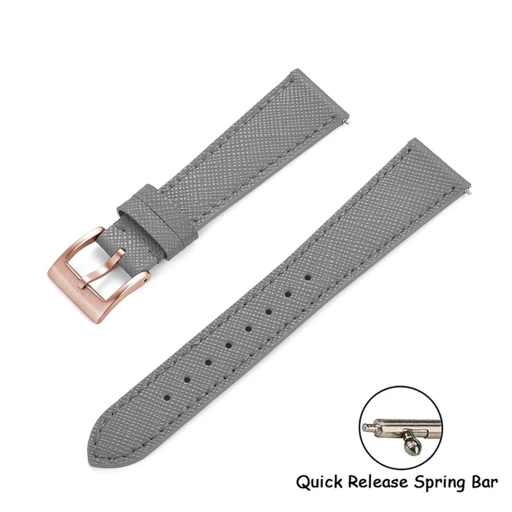 Quick Release Saffiano Leather Watch Strap – 18-24mm Universal