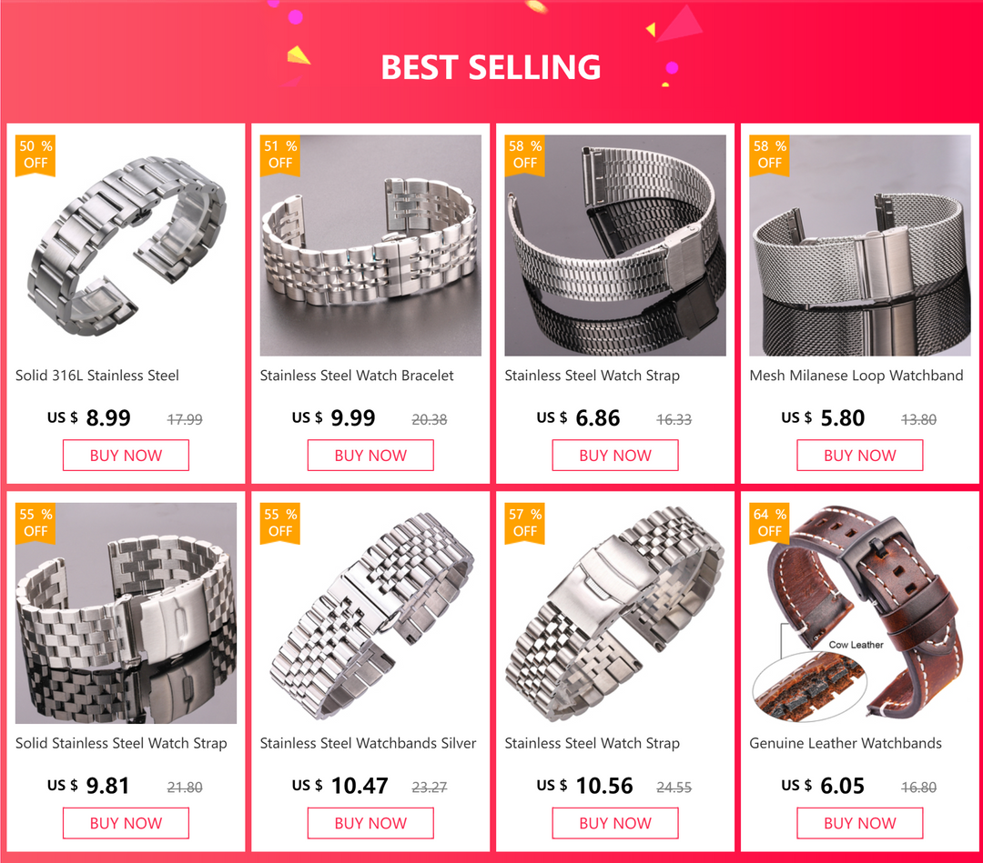Stainless Steel Metal Watch Strap 16-22mm