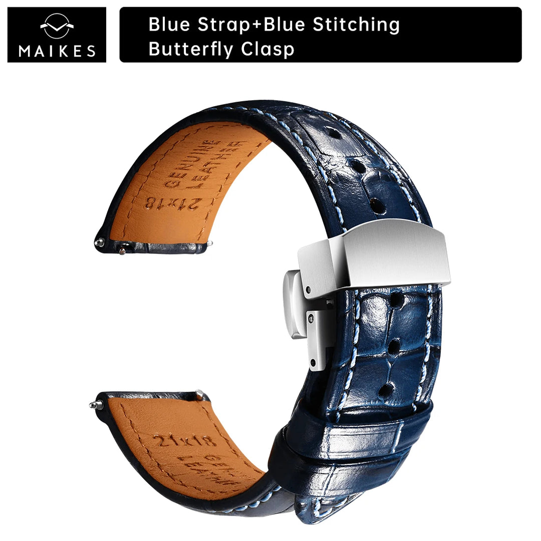 Maikes Luxury Brand Leather Watch Straps 20mm 21mm 22mm Accessories Watchbands Braceletes For Rolex Breitling Omega Watch Bands