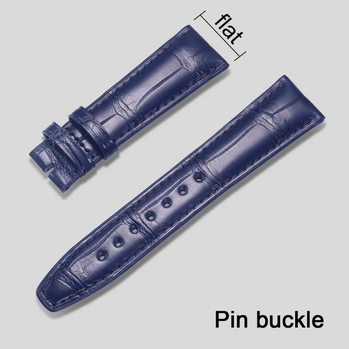 Crocodile Leather Watchbands For IWC Portugues Pilot Black Alligator Grain Handmade Straps 20mm 21mm 22mm