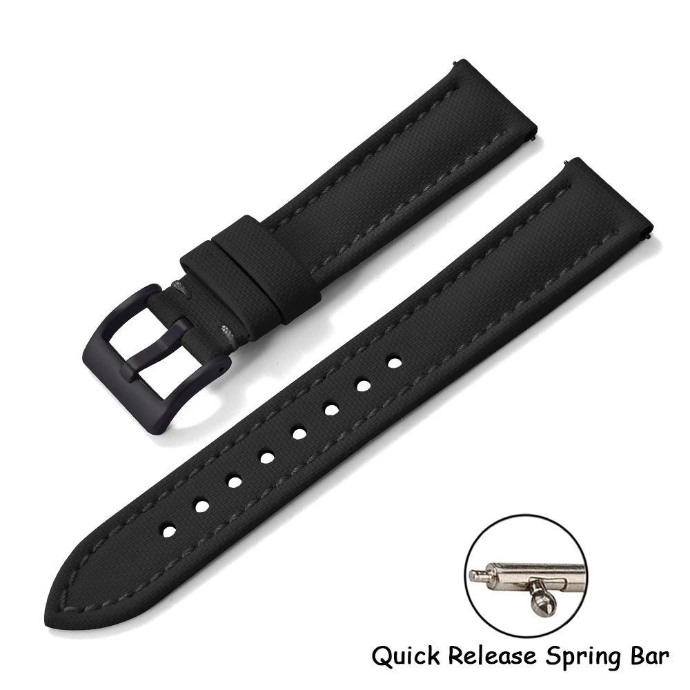 Universal Sailcloth Watch Band 18mm 20mm22mm Sailcloth Leather Strap Qucik Release Bracelet Accessories for Omega for Seiko Belt