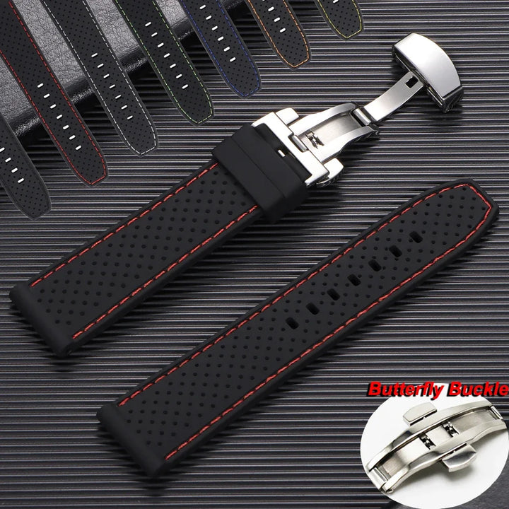 Premium Silicone Watch Strap – 20/22mm, Waterproof & Breathable, Butterfly