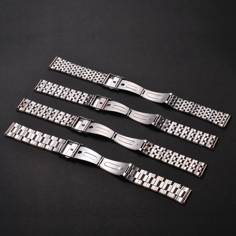 Universal Stainless Steel Watch Strap with Folding Buckle (18–22mm)