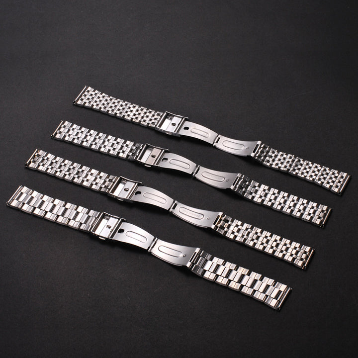 Universal Stainless Steel Watch Strap with Folding Buckle (18–22mm)