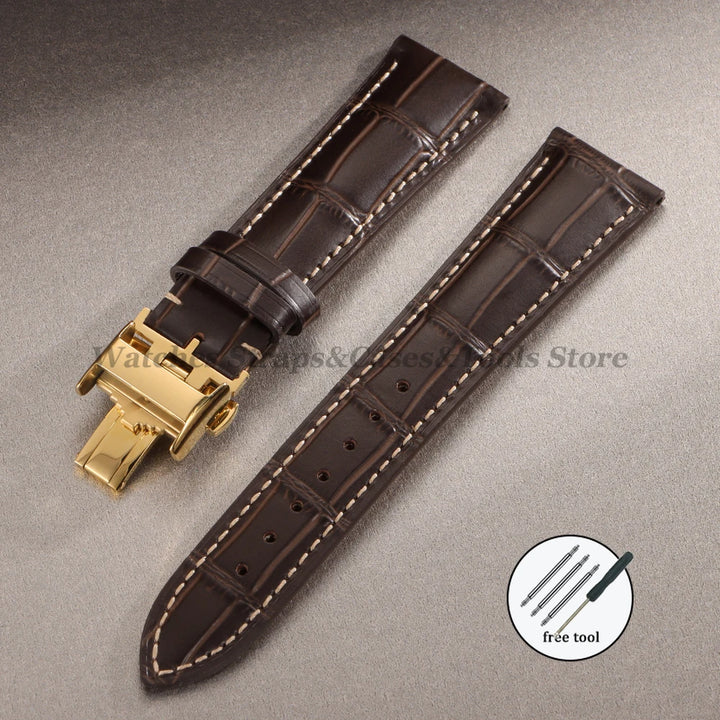 18mm 19mm 20mm 21mm 22mm Cowhide Leather Watch Strap for Longines Watch Bracelet Universal Butterfly Clasp Wristband Replacement