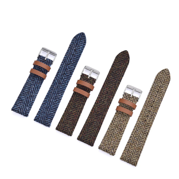 Wool Weave Vintage Leather Quick Release Watch Strap – 18/20/22mm