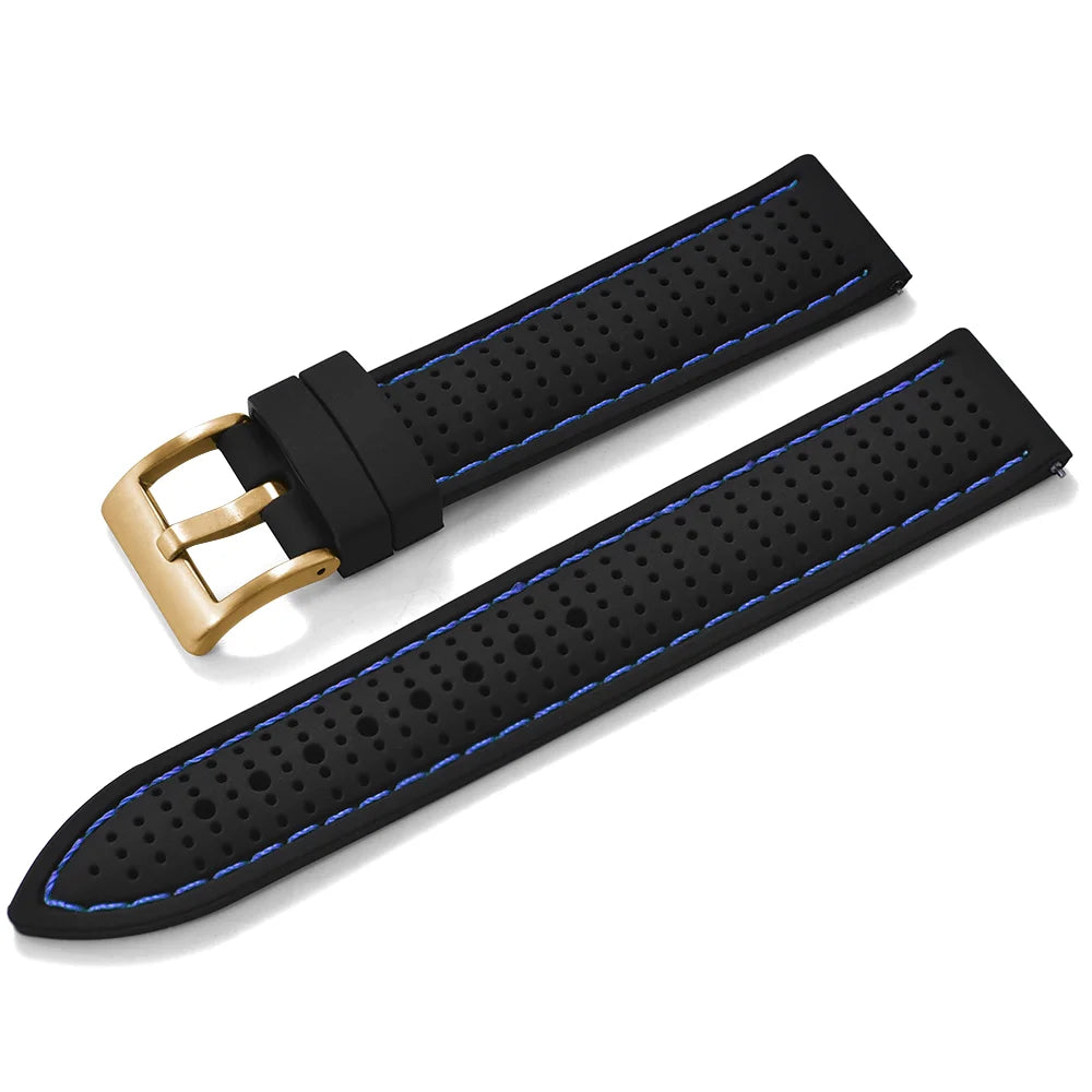 JUELONG Premium Porous Design Soft Rubber Watch Strap Perfect Fit Flat End Universal Quick Release Watch Strap 18mm 20mm 22mm