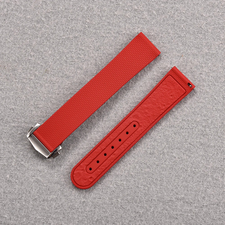 JUELONG Premium Grade Soft FKM Rubber Watch Strap Perfect Fit Flat End Universal Quick Release Straps 20mm Watchbands