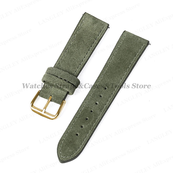 Vintage Suede Leather Watch Strap – 18/20/22mm, Quick Release