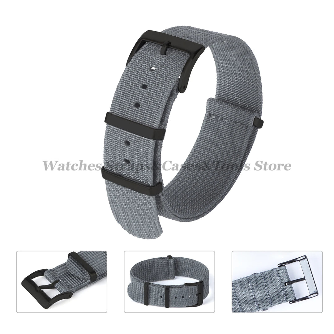 Ribbed Nylon Watch Strap 20/22mm (Military Style)