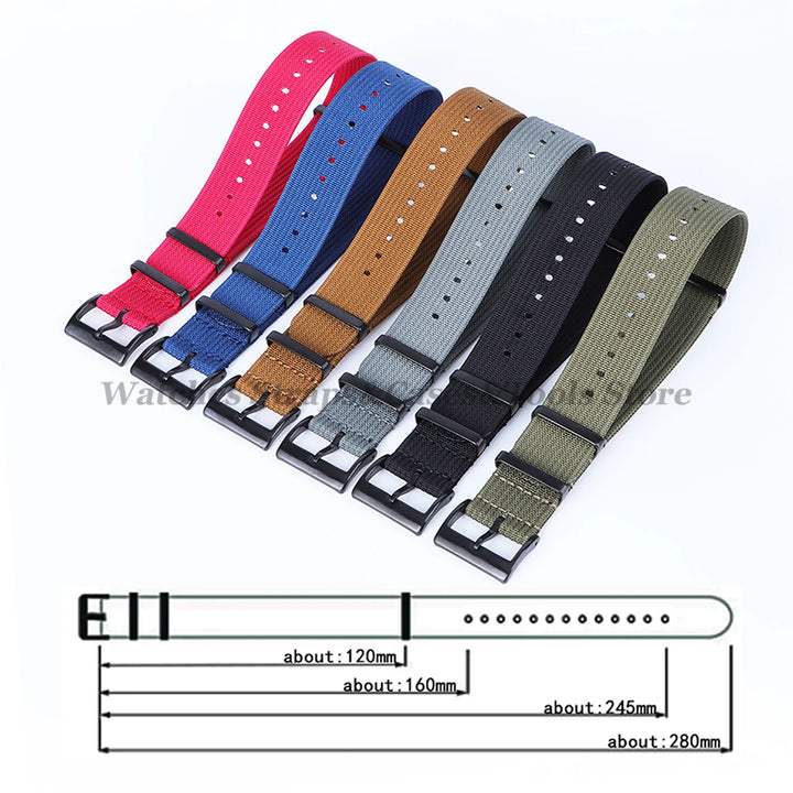 Ribbed Nylon Watch Strap 20/22mm (Military Style)