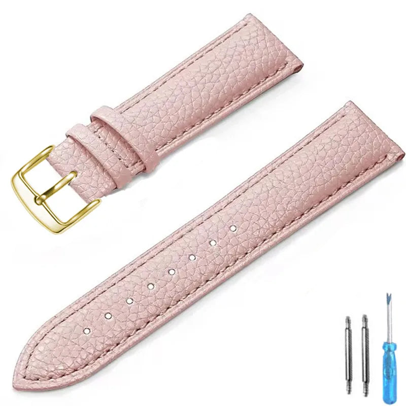 Genuine Leather Watch Band 12mm 14mm 16mm 18mm 20mm Watch Strap for Man Women High-quality Wrist Watchband + Tool