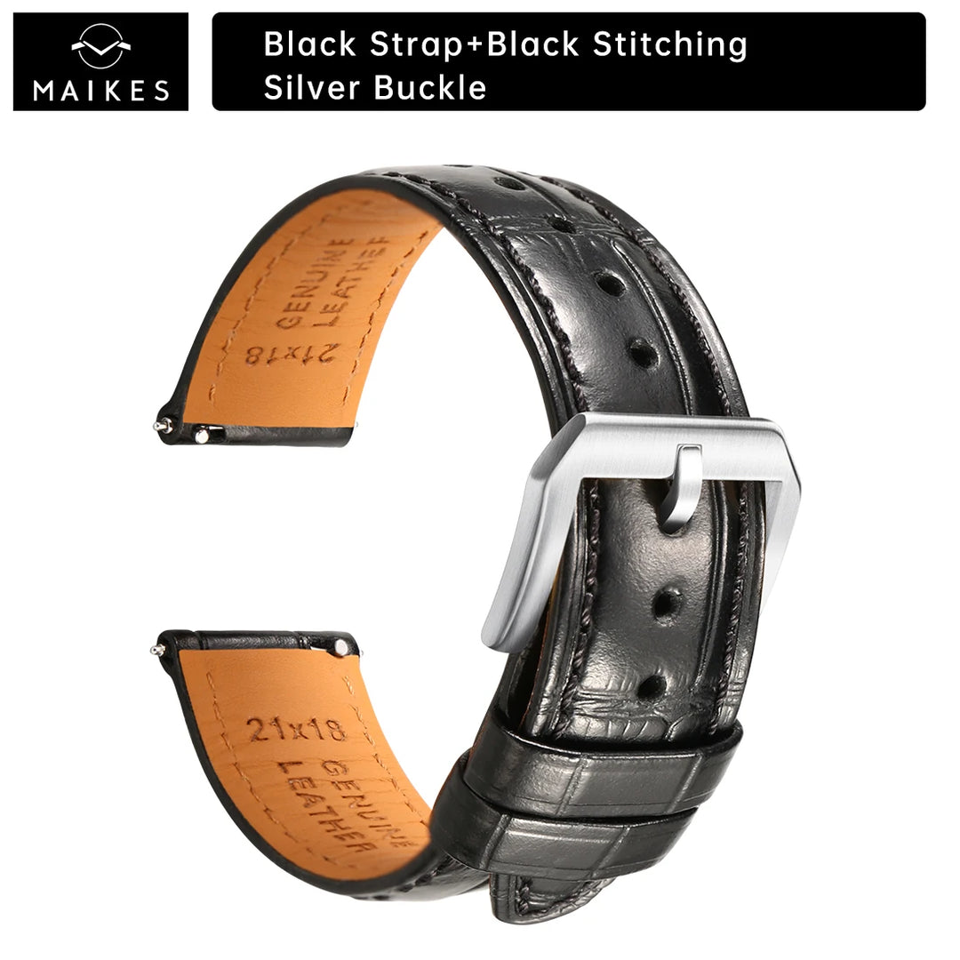 MAIKES Calf Leather Watch Strap Quick Release Bracelet For Longines Omega IWC Watchbands 20mm 21mm 22mm Watch Band