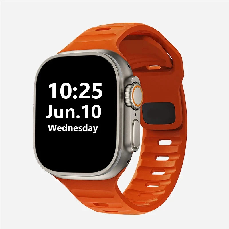 Silicone Apple Watch Band 38–49mm for iWatch Series 3–8 & Ultra