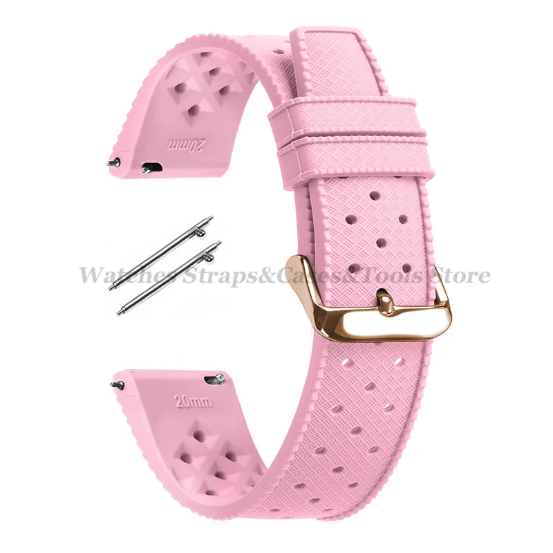 Tropical Silicone Watch Band Quick Release Strap 18mm 20mm 22mm for Oris for Seiko for Citizen Rubber Tropic Smart Watch Straps