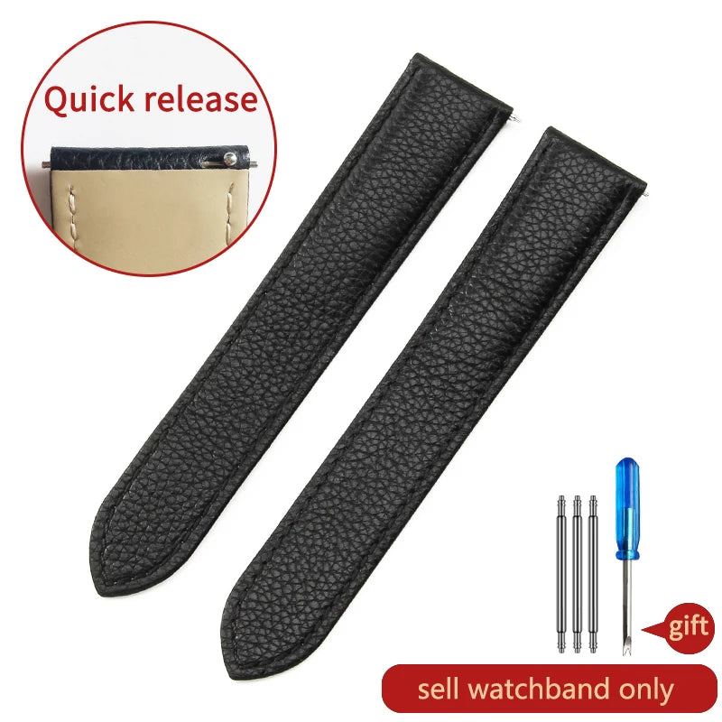 Cowhide Watch Strap Accessories for Cartier Tank – 16–23mm, Stainless Steel