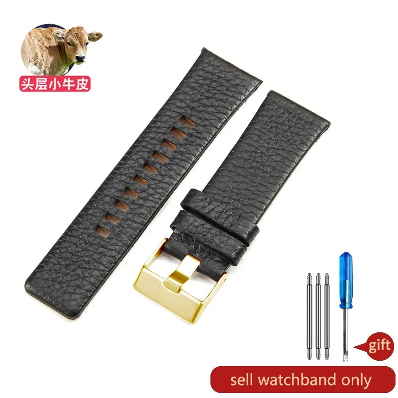 Genuine Leather Diesel Watch Strap 26–28mm (Waterproof Litchi Pattern)