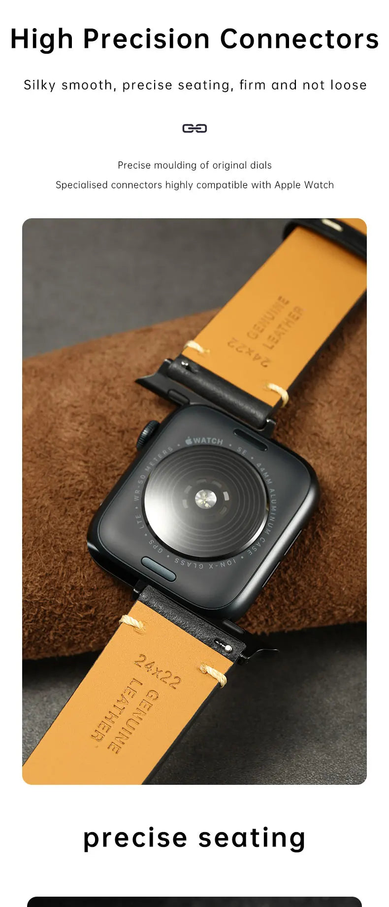 Luxury Leather Watch Strap for Apple Watch, Ultra 49mm, Series 9, 8, 7, 6, SE, 45mm, 44mm, 41mm, 40mm, Accessories Watchband