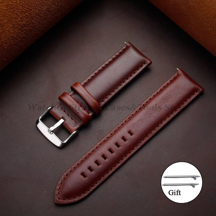 Vintage Cowhide Leather Watch Strap 18–26mm Quick Release – Universal