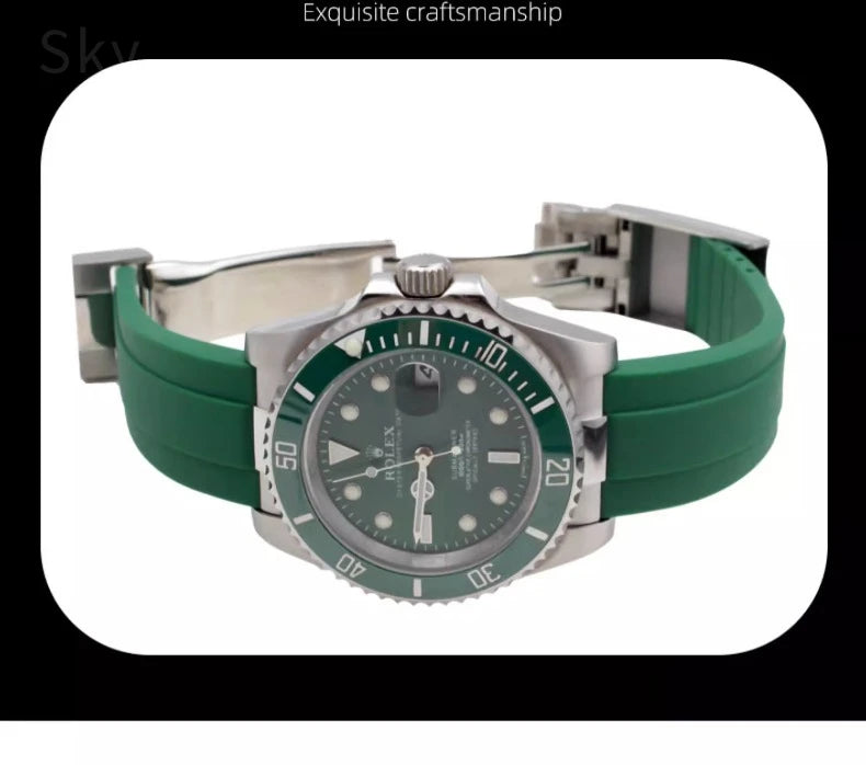 Silicone Leather Hybrid Watch Strap for Rolex (19–21mm)