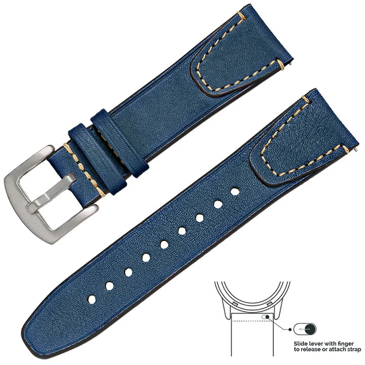 op Grain Genuine Leather Watch Band 20mm 22mm (Quick Release)