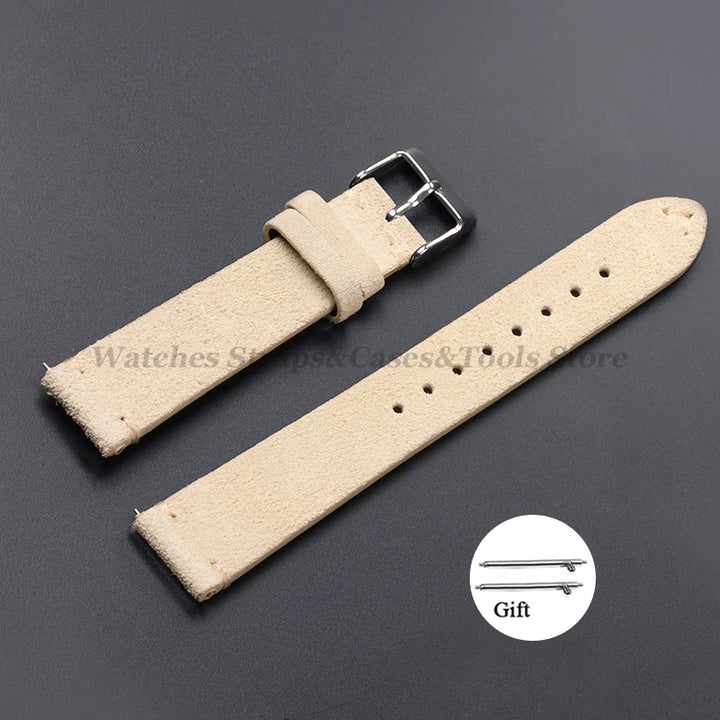 Vintage Suede Leather Watch Band 14–22mm for Omega & Seiko (Handmade,