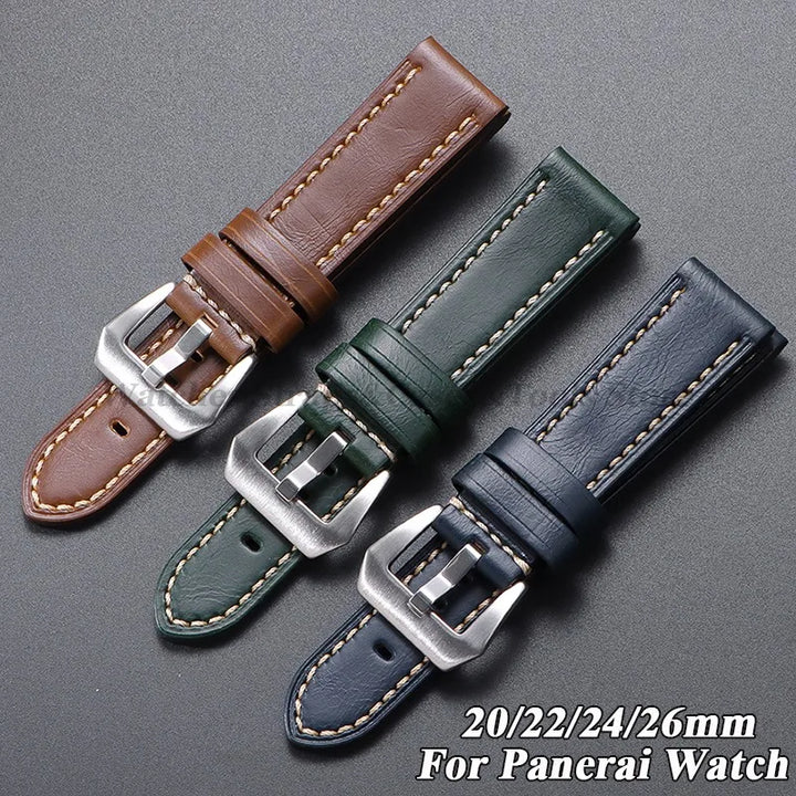 Cowhide Crazy Horse Genuine Leather Bracelets 20mm 22mm 24mm 26mm for Panerai for Omega Belt Dark Brown Men's Women Watch Strap