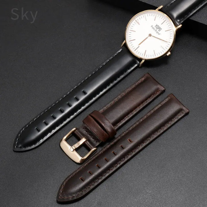 DW Classic Genuine Leather Watch Strap – 14–22mm, Waterproof & Soft