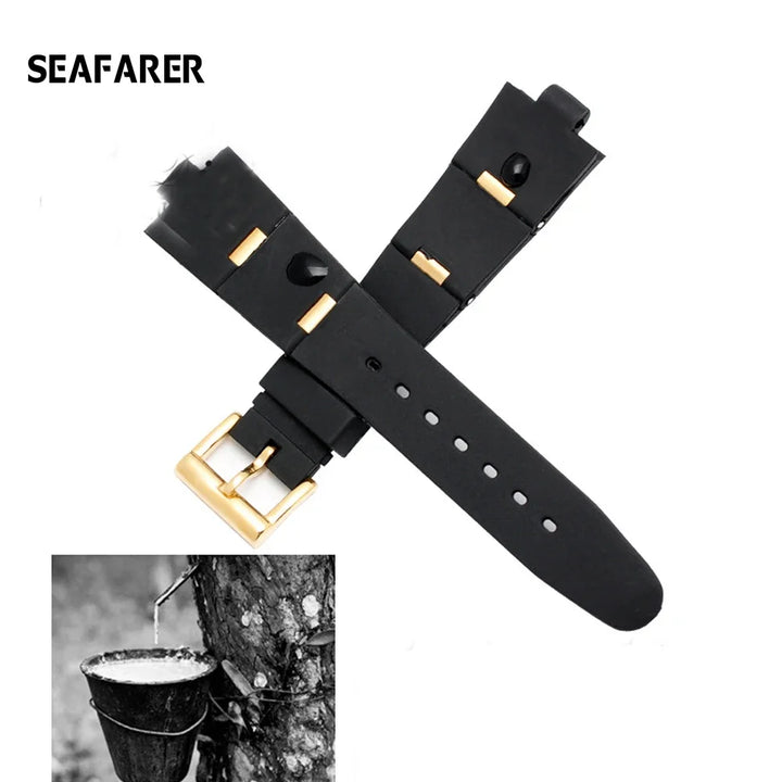 Black Rubber Replacement Watch Strap for BVLGARI (22/24mm)