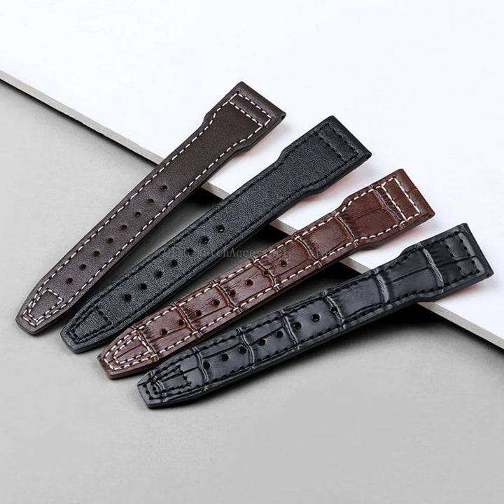 Genuine Cowhide Leather Strap for IWC Pilot – 20/21/22mm, Folding Buckle