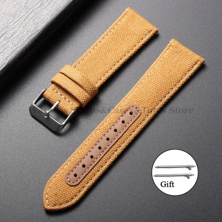 20mm 22mm Nylon Leather Watch Band High Quality Canvas Strap Military Sport Bracelet for Seiko Quick Release Universal Wristband