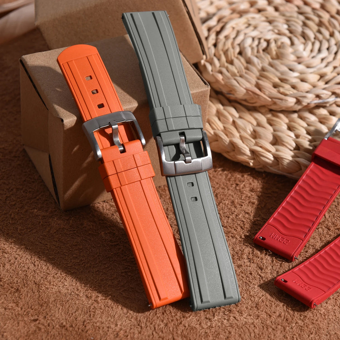 Original New Design Frosted Grain HNBR Rubber Watch Strap 20mm 22mm Locking Feature Quick Release Diving OSAND Rubber Watch Band