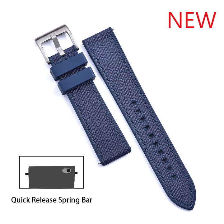 JUELONG New Design FKM Watch Strap 20mm 22mm Quick Release Hybrid Fluoro Rubber Saffiano Leather Watchbands
