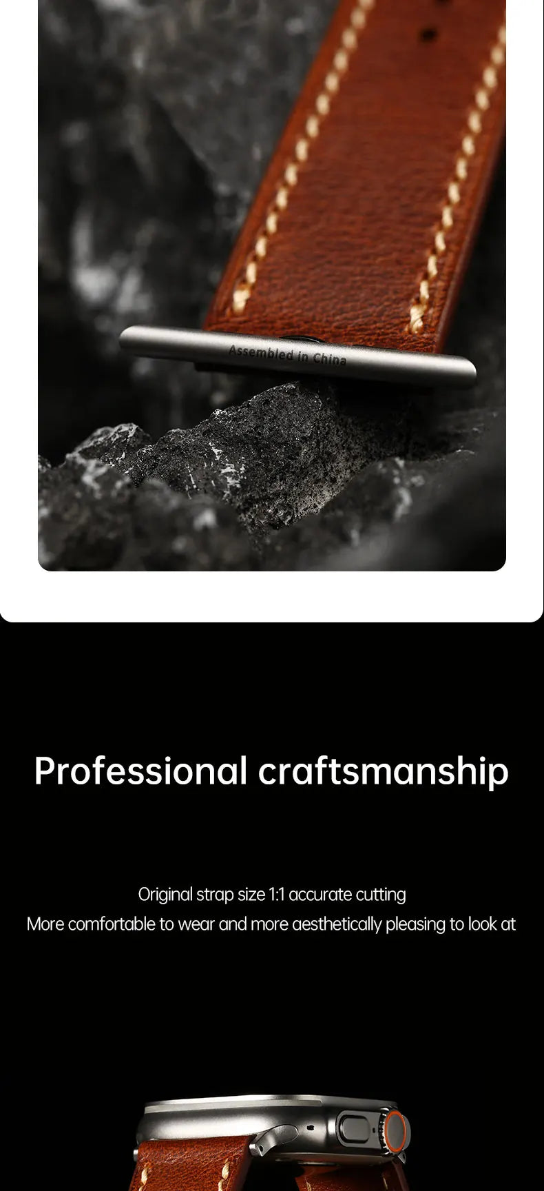 Apple Watch Luxury Cow Leather Strap For Ultra 2 49mm Band Series 9 8 7 6 5 SE 45mm 44mm 41mm 40mm Handmade Watchbands