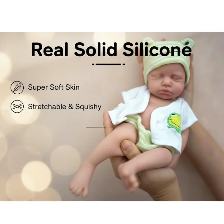 NPK 12inch Lifelike Reborn Doll Loulou Awake Super Soft Solid Platinum Silicone Flexible Elastic Mouth Can Open