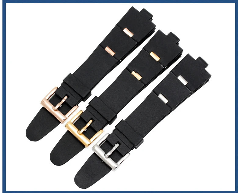 Black Rubber Replacement Watch Strap for BVLGARI (22/24mm)