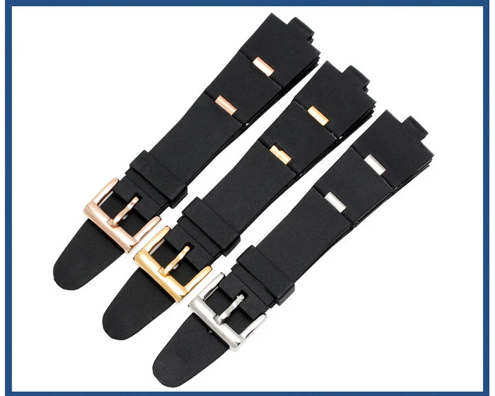 Black Rubber Replacement Watch Strap for BVLGARI (22/24mm)