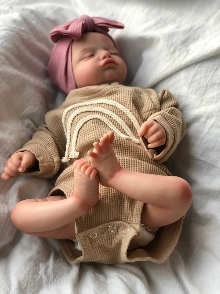 46 cm Finished Rosalie Reborn Baby Doll – Sleeping Newborn with Rooted Hair & 3D Skin