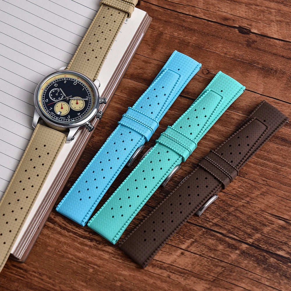 JUELONG PFAS-Approved Quick Release Tropical FKM Rubber Watch Strap 18-19-20-21-22-23-24mm Perfect Fit Flat End Universal Bands