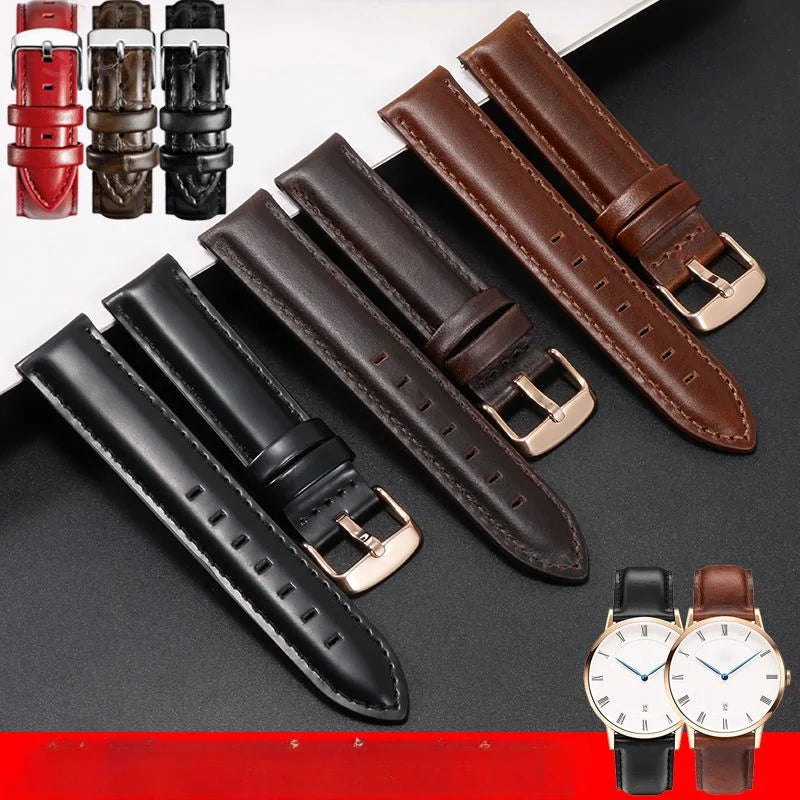 DW Classic Genuine Leather Watch Strap – 14–22mm, Waterproof & Soft