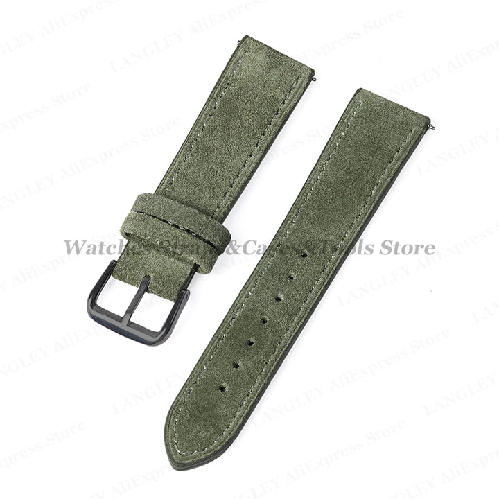Vintage Suede Leather Watch Strap – 18/20/22mm, Quick Release