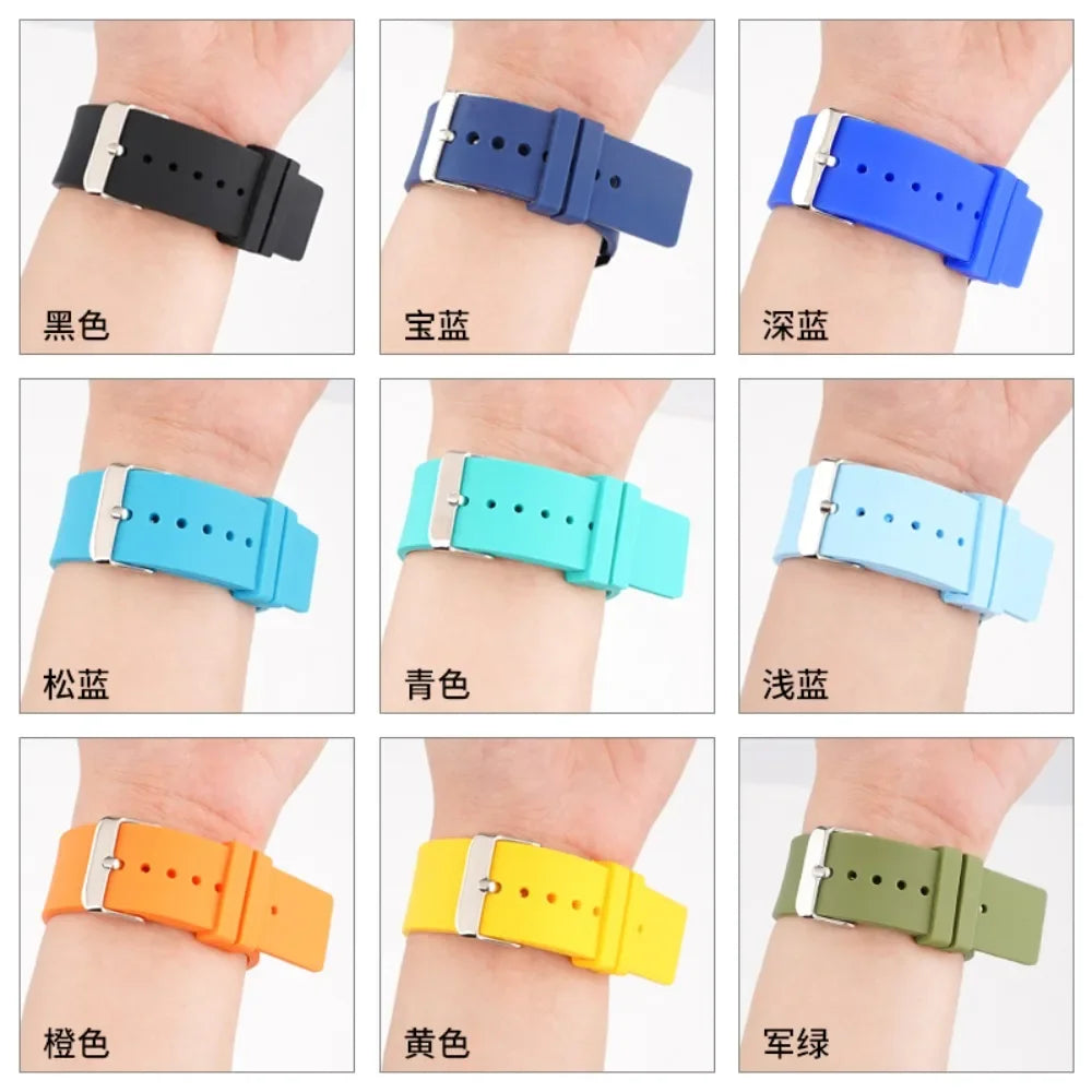 Silicone Watch Strap – 12–24mm, Soft Rubber for Seiko & Huawei GT Series